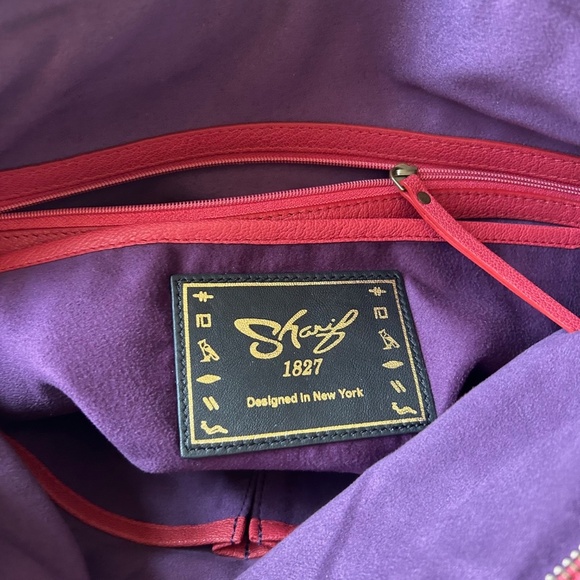 Sharif New with tags designer embroidered bag, with leather trim, Blue Floral - Picture 6 of 9